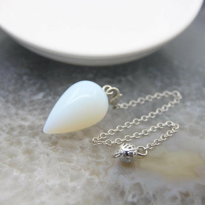 Natural Stone Healing Water Drop Pendulum Reiki Crystal Pendant Divination Cone Plated 