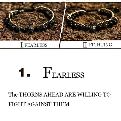 Bracelet Tressé Homme Obsidienne Dorée ou Goldstone Bleue – Style Viking Ajustable