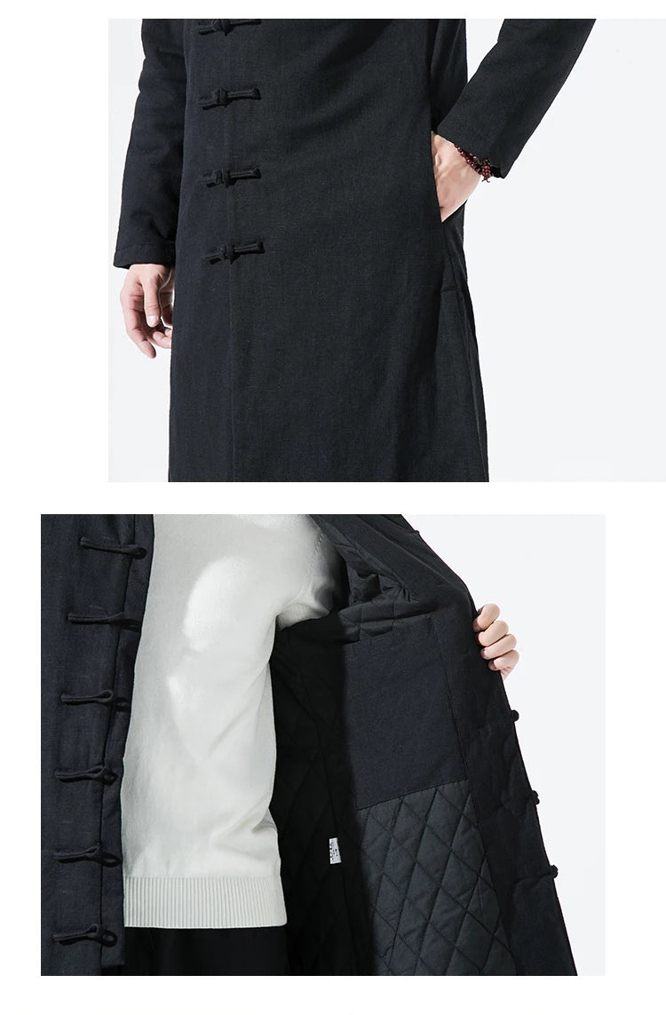 Manteau Long Style Chinois Marron - L’Élégance du Hanfu Moderne