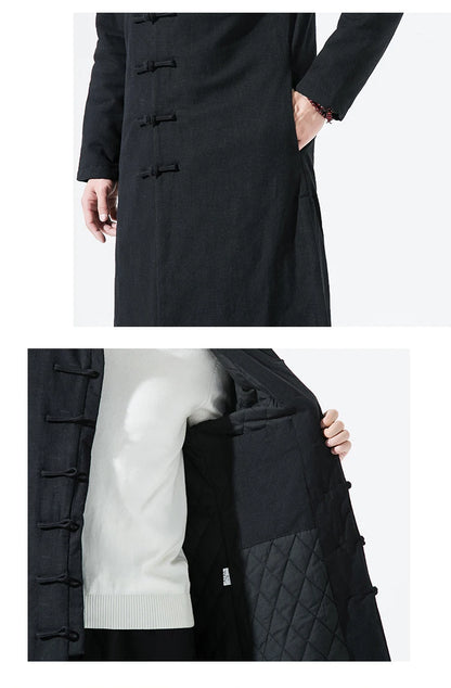 Manteau Long Style Chinois Marron - L’Élégance du Hanfu Moderne