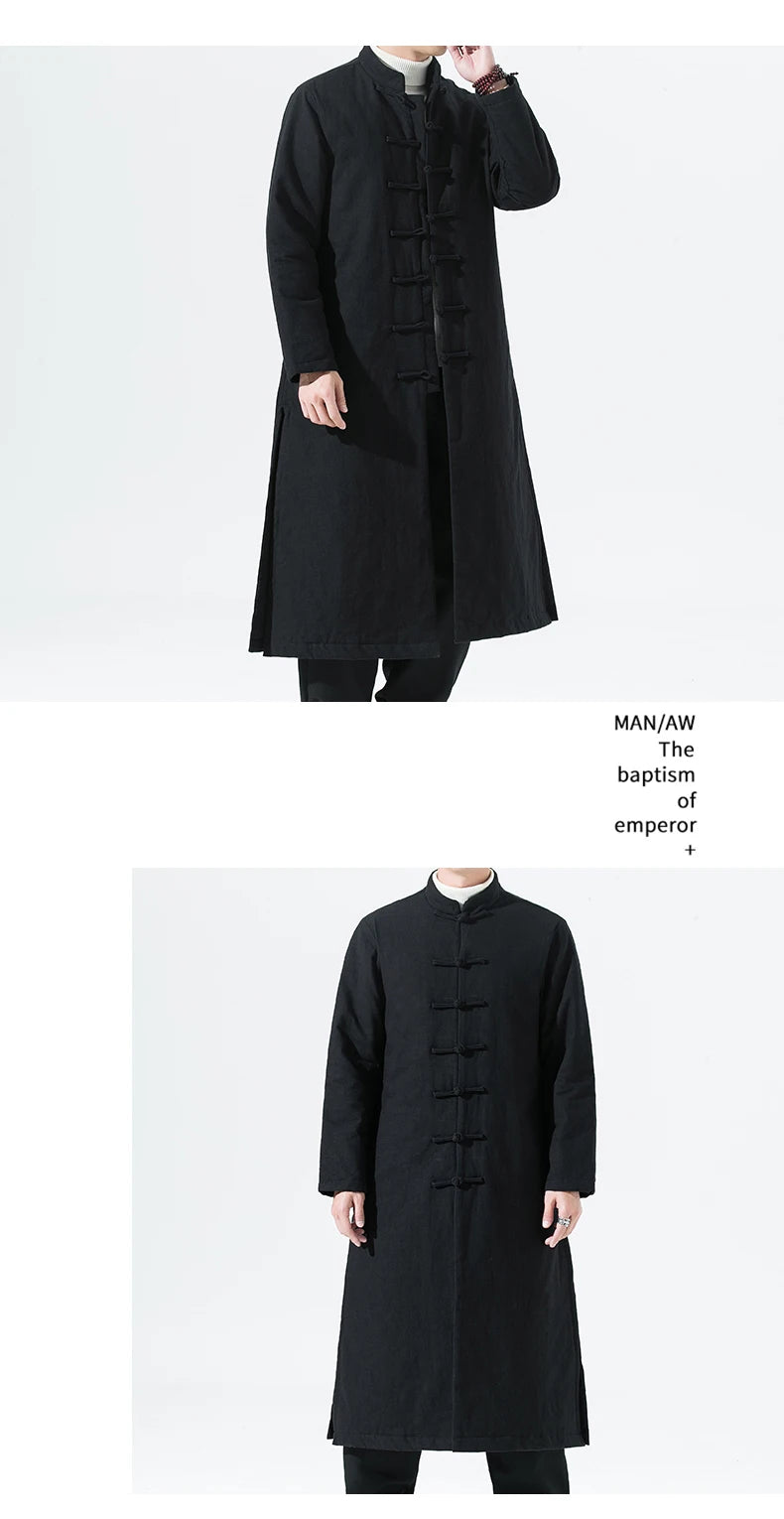 Manteau Long Style Chinois Marron - L’Élégance du Hanfu Moderne