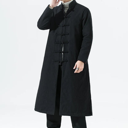 Manteau Long Style Chinois Marron - L’Élégance du Hanfu Moderne