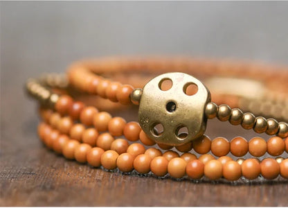 Bracelet Multirang Ultra-Fin Noyaux d'Olive et Vajra – Bijou Zen Tibétain 3 mm