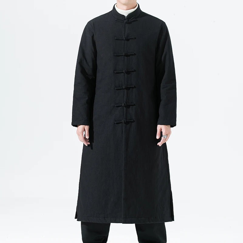Manteau Long Style Chinois Marron - L’Élégance du Hanfu Moderne