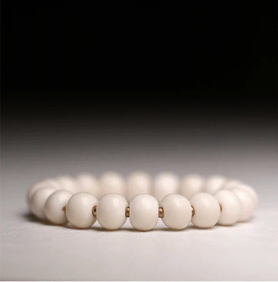 Bracelet Tibétain en Os de Yak Blanc Ivoire – Bijou Zen Fait Main pour Femme