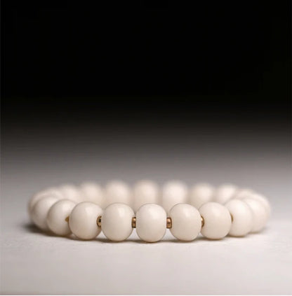 Bracelet Tibétain en Os de Yak Blanc Ivoire – Bijou Zen Fait Main pour Femme
