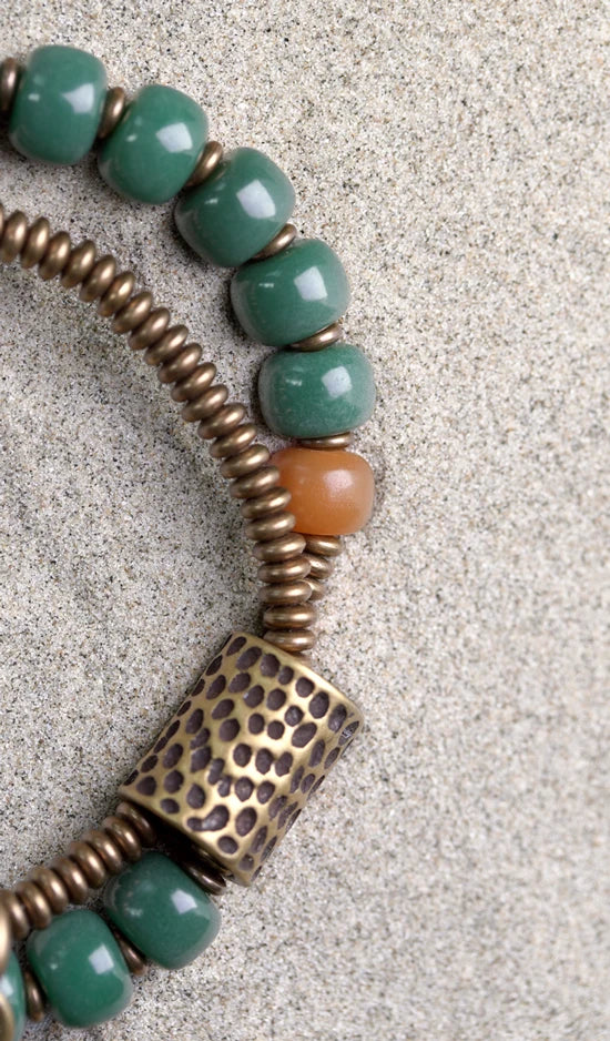 Bracelet Double Rang Graines de Bodhi et Laiton – Porte-Bonheur pour Maman ou Amie
