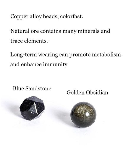Bracelet Tressé Homme Obsidienne Dorée ou Goldstone Bleue – Style Viking Ajustable