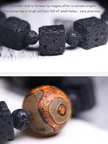 Bracelet Pierre de Lave et Œil Turc – Protection et Ancrage, Homme et Femme