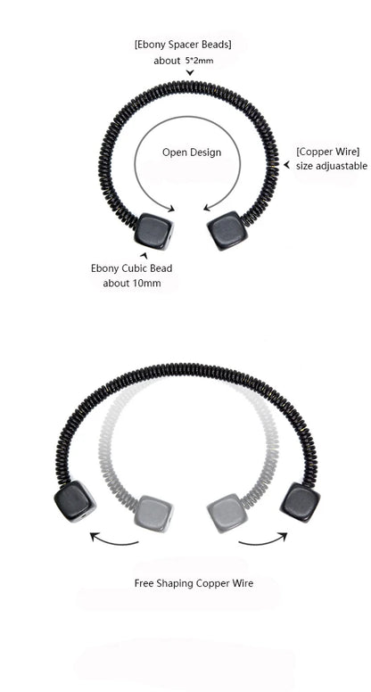 Bracelet Jonc Ouvert en Bois d'Ébène – Minimaliste et Ajustable, Homme et Femme