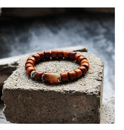 Bracelet Tibétain en Os de Yak et Oeil de Tigre – Porte-Bonheur et Protection