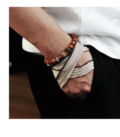 Bracelet Tibétain en Os de Yak et Oeil de Tigre – Porte-Bonheur et Protection