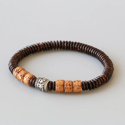 Bracelet Graines de Rudraksha et Noix de Coco – Bijou de Méditation et Yoga