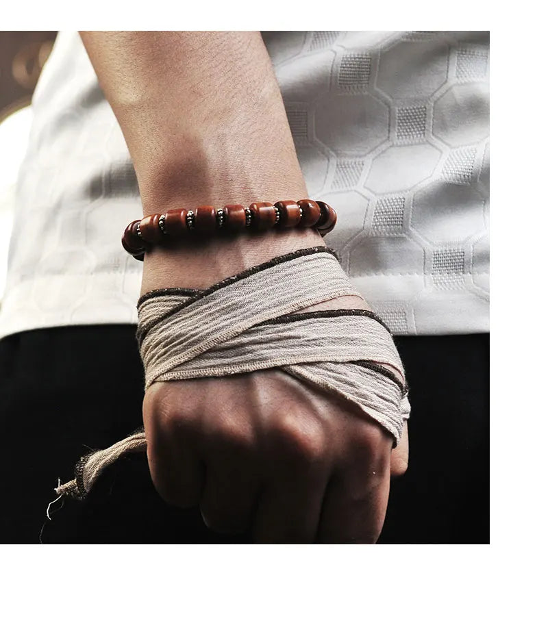 Bracelet Tibétain en Os de Yak et Oeil de Tigre – Porte-Bonheur et Protection