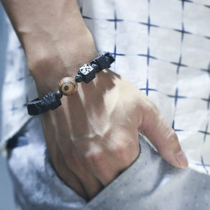 Bracelet Pierre de Lave et Œil Turc – Protection et Ancrage, Homme et Femme