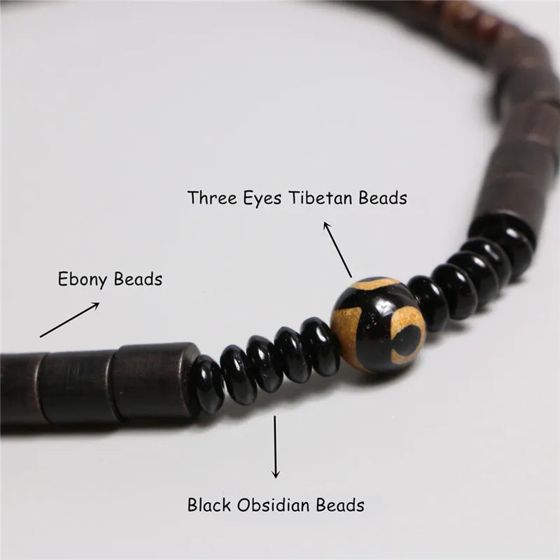 Bracelet Double Rang Bois de Santal Noir et Onyx – Méditation Bouddhiste