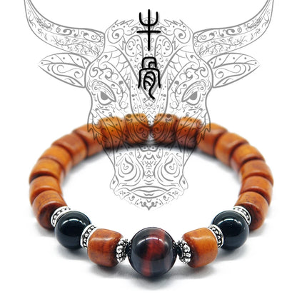 Bracelet Tibétain en Os de Yak et Oeil de Tigre – Porte-Bonheur et Protection
