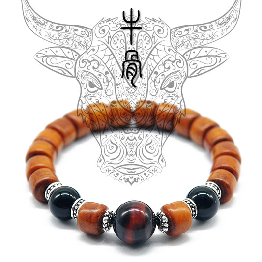 Bracelet Tibétain en Os de Yak et Oeil de Tigre – Porte-Bonheur et Protection