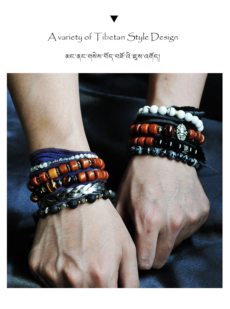 Bracelet Tibétain en Os de Yak et Oeil de Tigre – Porte-Bonheur et Protection