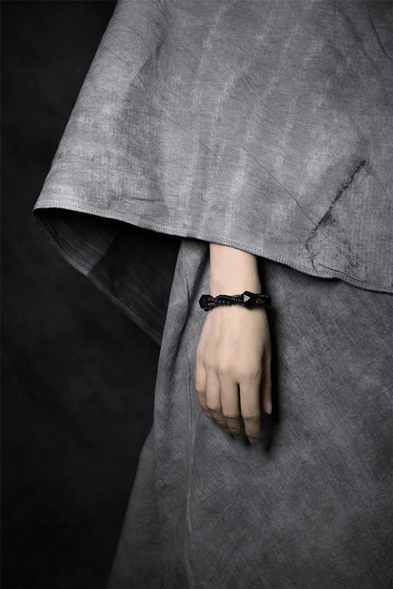 Bracelet Homme Double Rang Ébène et Pierre de Lave – Laiton Vintage Style Rock