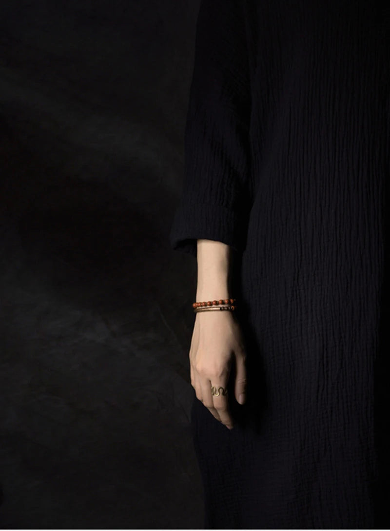 Bracelet Rétro Pierre Rouge ou Verte et Perles de Cuivre – Inspiration Afrique, Fait Main