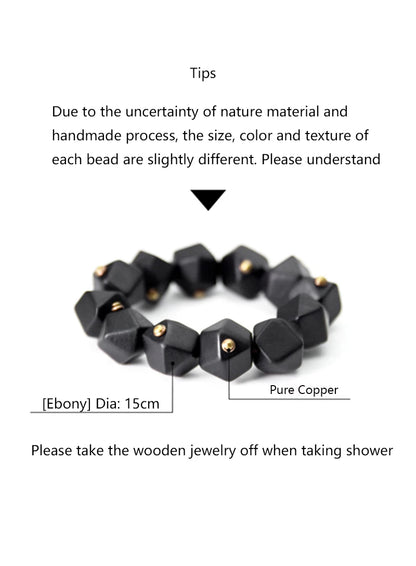 Bracelet Ébène Noire et Cuivre Vintage – Géométrique, Fait Main, Homme et Femme
