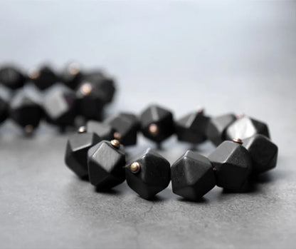 Bracelet Ébène Noire et Cuivre Vintage – Géométrique, Fait Main, Homme et Femme