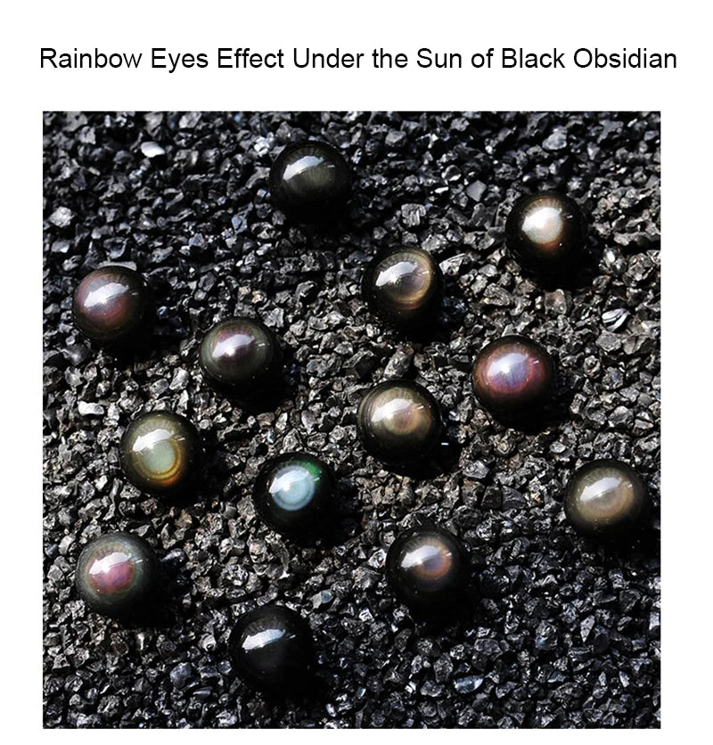 Bracelet Oeil de Tigre et Obsidienne Arc-en-Ciel avec Perle d'Ébène Sculptée – Couple