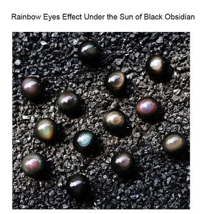 Bracelet Oeil de Tigre et Obsidienne Arc-en-Ciel avec Perle d'Ébène Sculptée – Couple