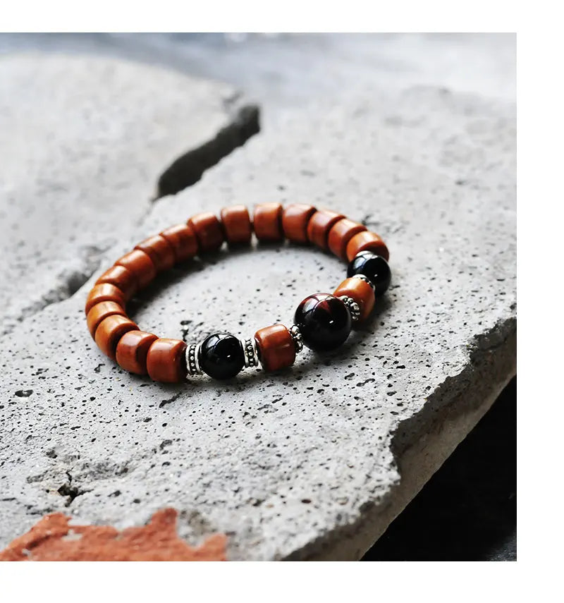Bracelet Tibétain en Os de Yak et Oeil de Tigre – Porte-Bonheur et Protection