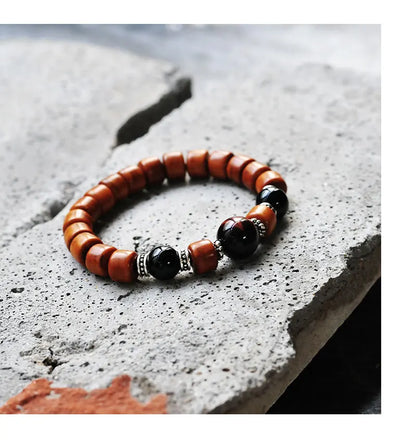 Bracelet Tibétain en Os de Yak et Oeil de Tigre – Porte-Bonheur et Protection
