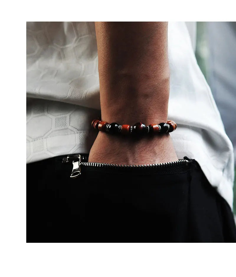 Bracelet Tibétain en Os de Yak et Oeil de Tigre – Porte-Bonheur et Protection