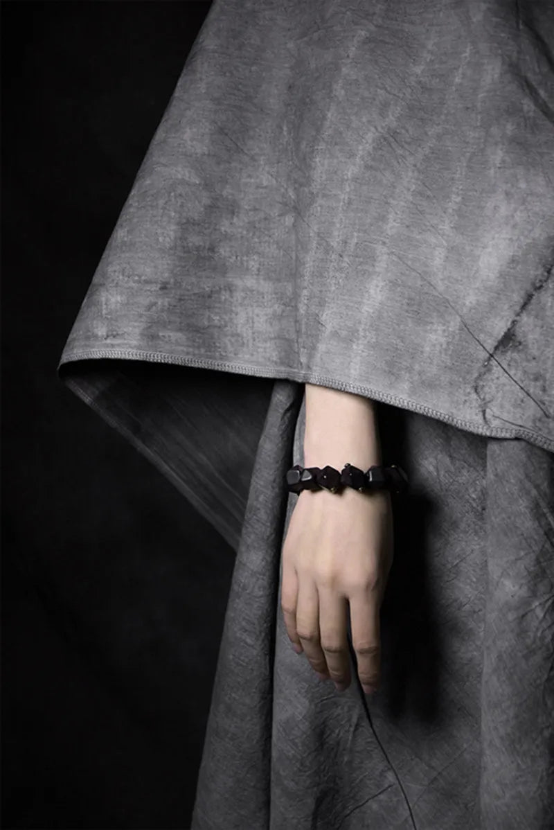 Bracelet Ébène Noire et Cuivre Vintage – Géométrique, Fait Main, Homme et Femme