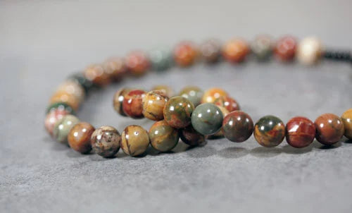 Bracelet Bohème Agate Fleur, Onyx Noir et Perle Dzi à Trois Yeux – 8 mm Fait Main