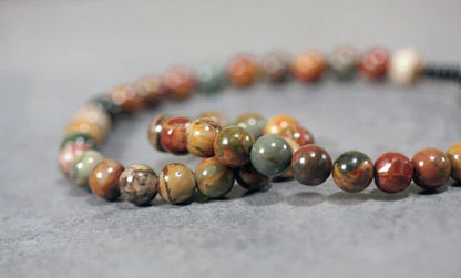 Bracelet Bohème Agate Fleur, Onyx Noir et Perle Dzi à Trois Yeux – 8 mm Fait Main