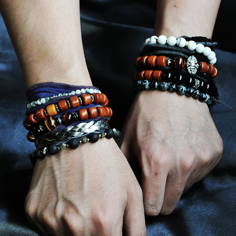 Bracelet Tibétain en Os de Yak et Oeil de Tigre – Porte-Bonheur et Protection