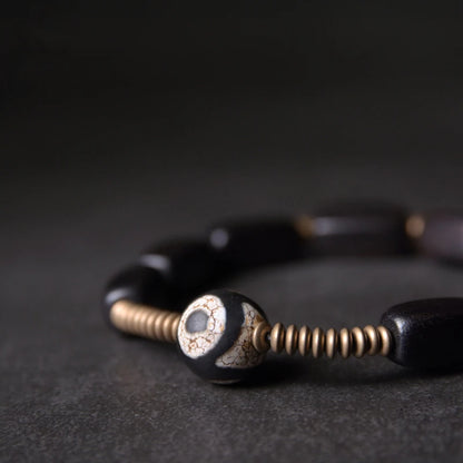 Bracelet Tibétain Ébène et Cuivre Vintage OM – Protection Anti-Mauvais Œil