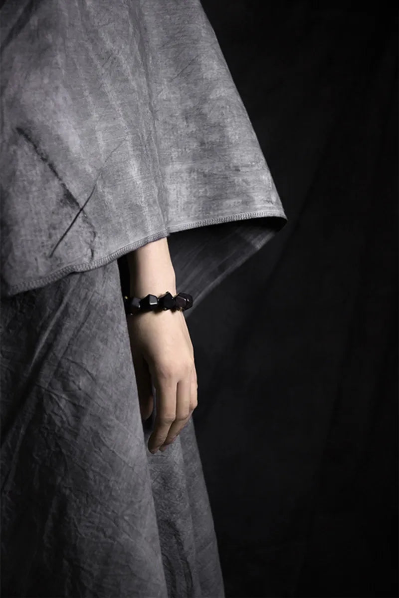 Bracelet Ébène Noire et Cuivre Vintage – Géométrique, Fait Main, Homme et Femme