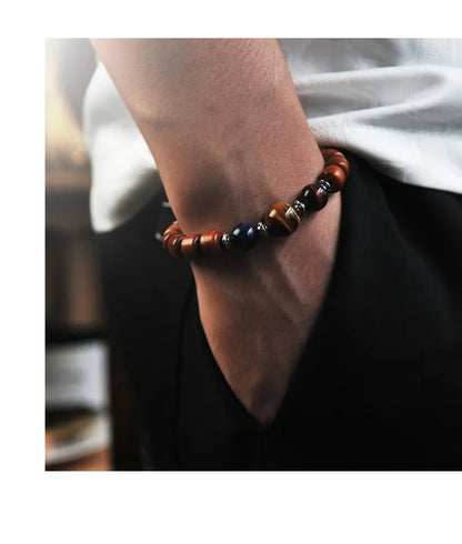 Bracelet Tibétain en Os de Yak et Oeil de Tigre – Porte-Bonheur et Protection