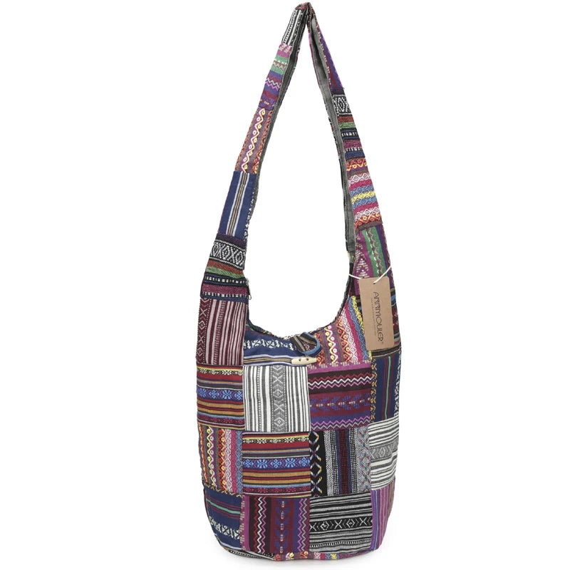 Sac Bandoulière Patchwork Ethnique - Style Bohème Unique