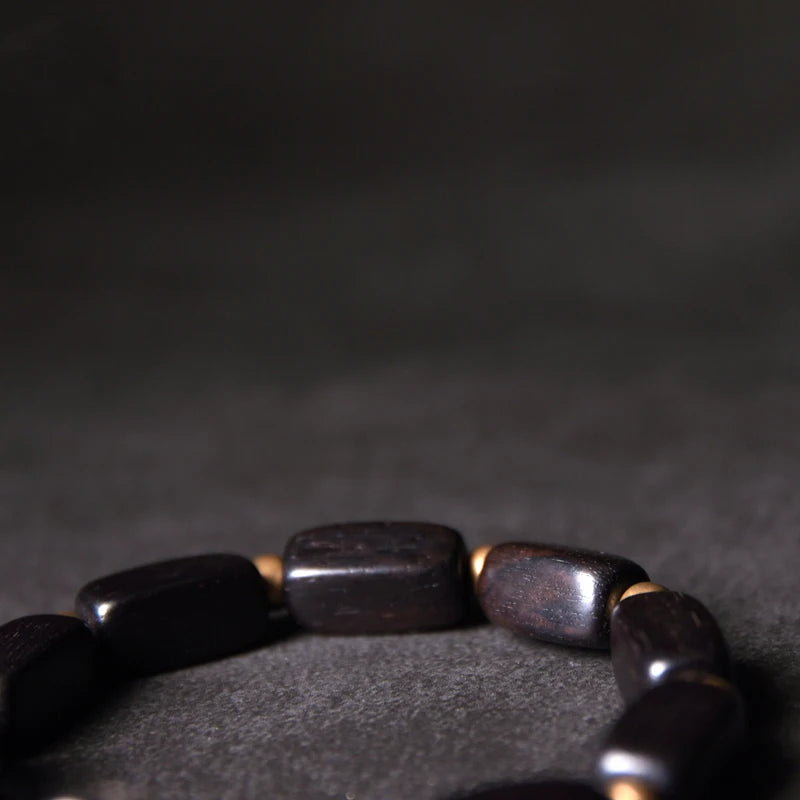 Bracelet Tibétain Ébène et Cuivre Vintage OM – Protection Anti-Mauvais Œil