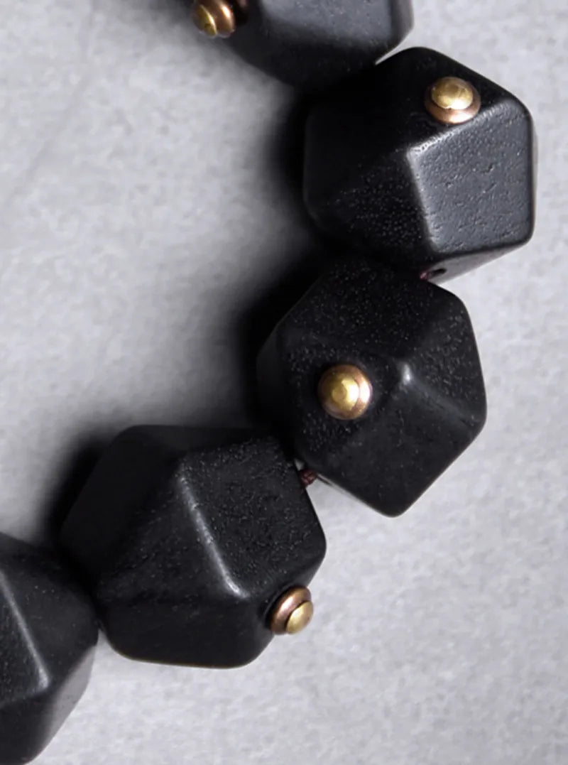 Bracelet Ébène Noire et Cuivre Vintage – Géométrique, Fait Main, Homme et Femme