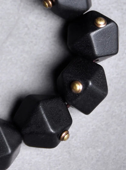 Bracelet Ébène Noire et Cuivre Vintage – Géométrique, Fait Main, Homme et Femme