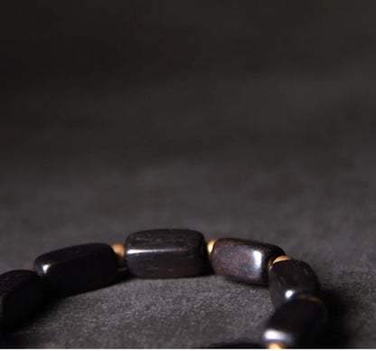 Bracelet Tibétain Ébène et Cuivre Vintage OM – Protection Anti-Mauvais Œil