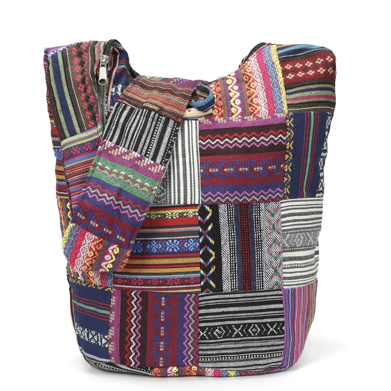 Sac Bandoulière Patchwork Ethnique - Style Bohème Unique