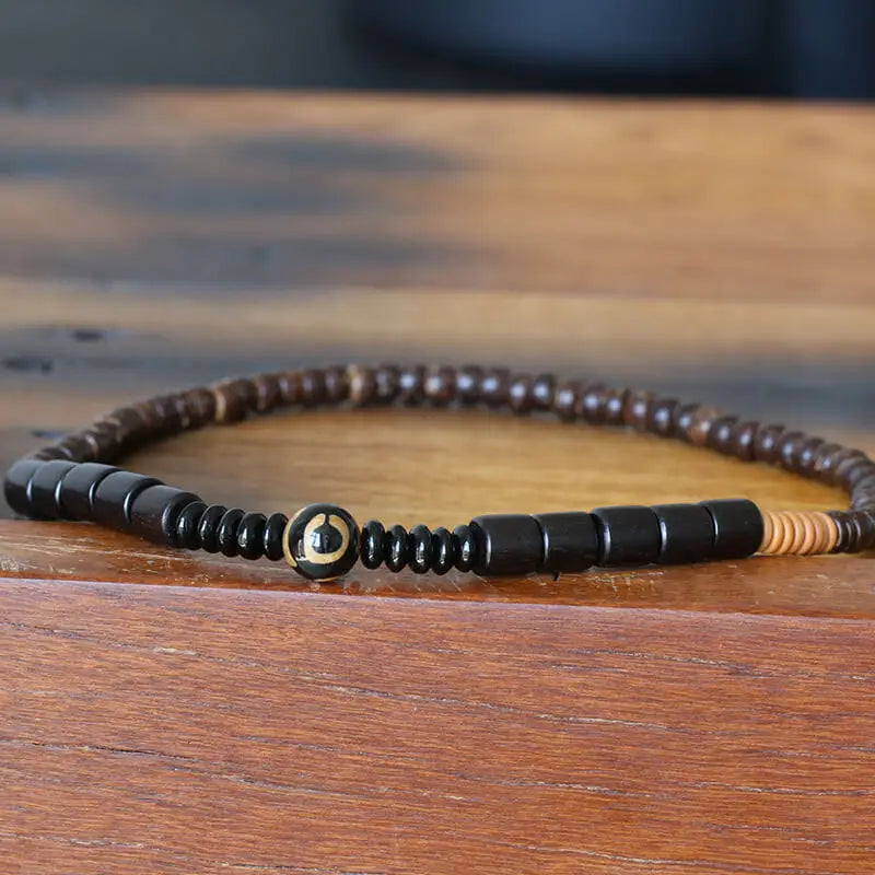 Bracelet Double Rang Bois de Santal Noir et Onyx – Méditation Bouddhiste