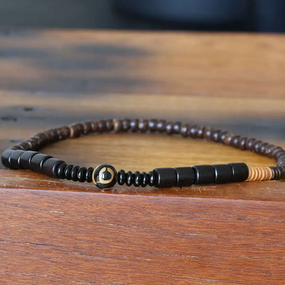 Bracelet Double Rang Bois de Santal Noir et Onyx – Méditation Bouddhiste