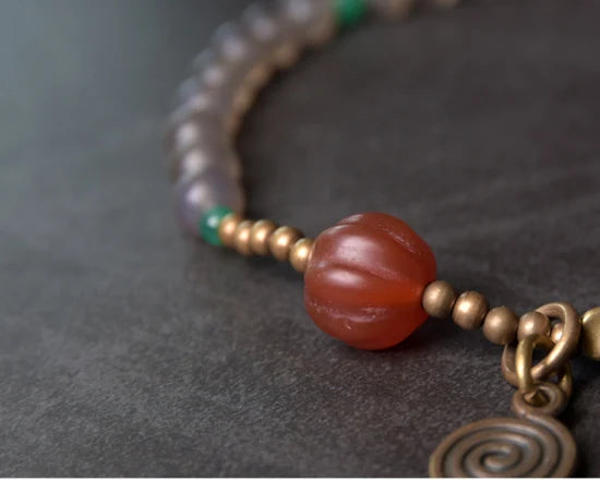 Bracelet Agate Mate Blanche ou Grise et Perle Œil de Bouddha – Zen Tibétain
