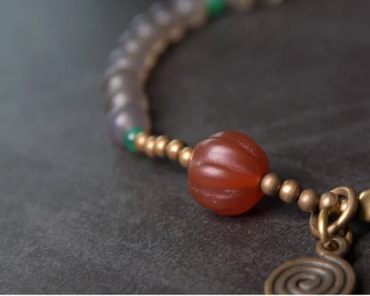 Bracelet Agate Mate Blanche ou Grise et Perle Œil de Bouddha – Zen Tibétain