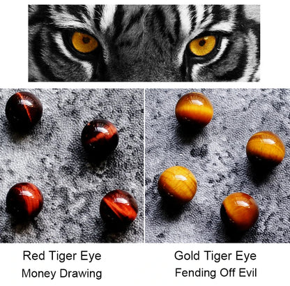 Bracelet Oeil de Tigre et Obsidienne Arc-en-Ciel avec Perle d'Ébène Sculptée – Couple